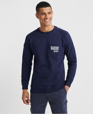 Superdry Surplus Goods Graphic Crew Férfi Pulóver Sötétkék | CRQLS3027